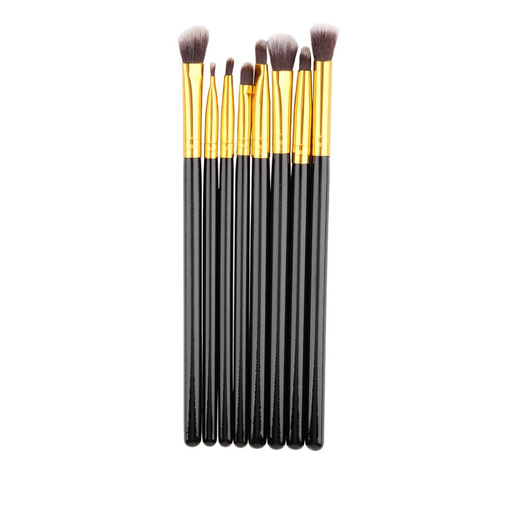 8 pcs/lot Professional Makeup Brushes Set Blending Powder Shadow Angled Eyeliner Smoked Bloom Make Up Brush Black&Golden - ebowsos