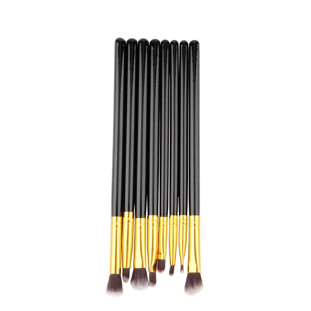 8 pcs/lot Professional Makeup Brushes Set Blending Powder Shadow Angled Eyeliner Smoked Bloom Make Up Brush Black&Golden - ebowsos