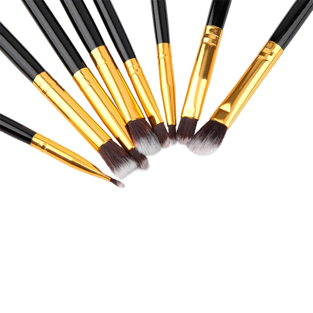 8 pcs/lot Professional Makeup Brushes Set Blending Powder Shadow Angled Eyeliner Smoked Bloom Make Up Brush Black&Golden - ebowsos