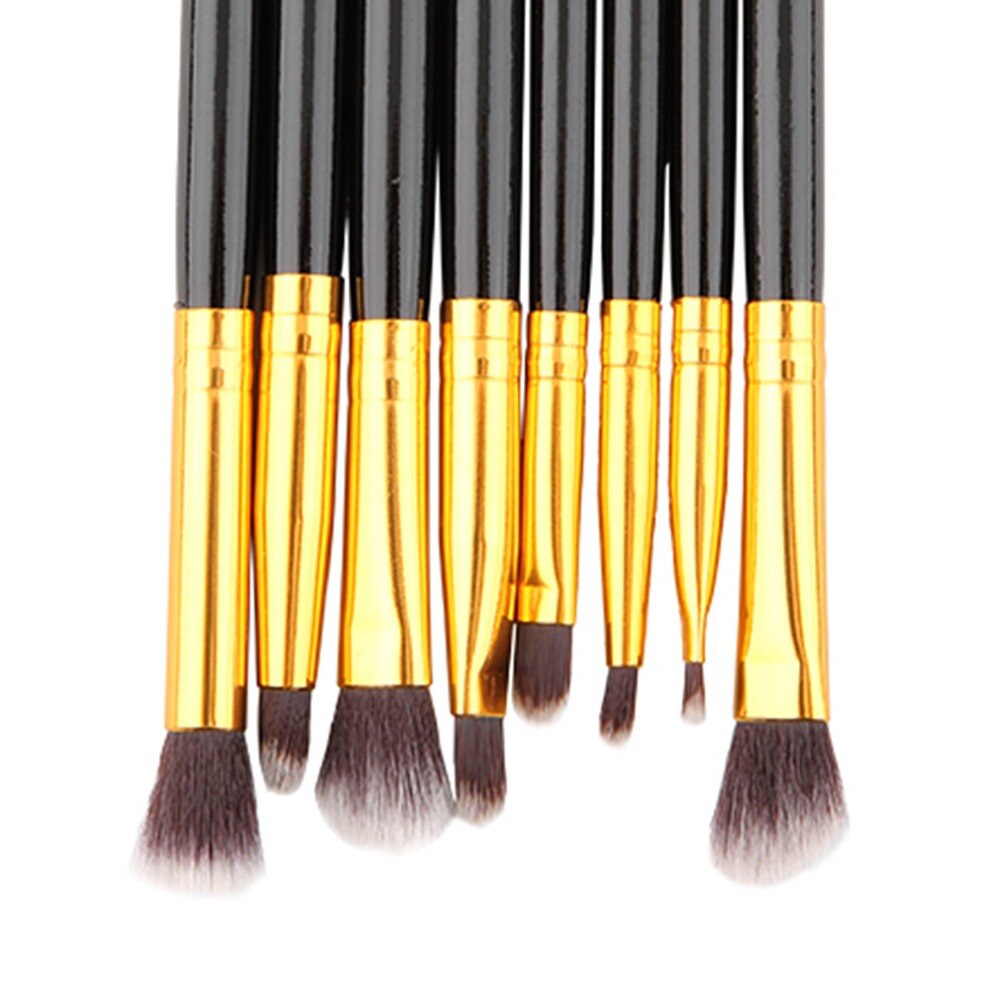 8 pcs/lot Professional Makeup Brushes Set Blending Powder Shadow Angled Eyeliner Smoked Bloom Make Up Brush Black&Golden - ebowsos