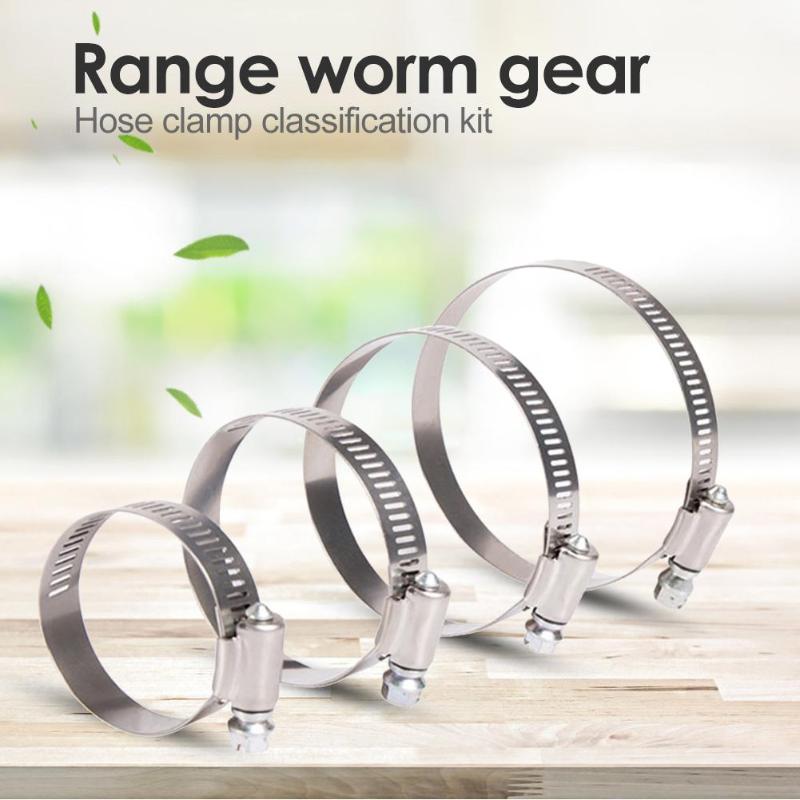 80Pcs/set Stainless Steel Worm Drive Hose Clamp Tri Clamp Adjustable Fuel Line Pipe Clip Clamp Tube Fasterner - ebowsos