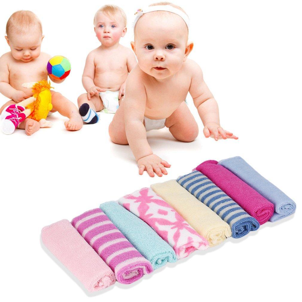 8Pcs Newborn Baby Infant Bath Towel Washcloth Bathing Feeding Wipe Cloth Soft-ebowsos