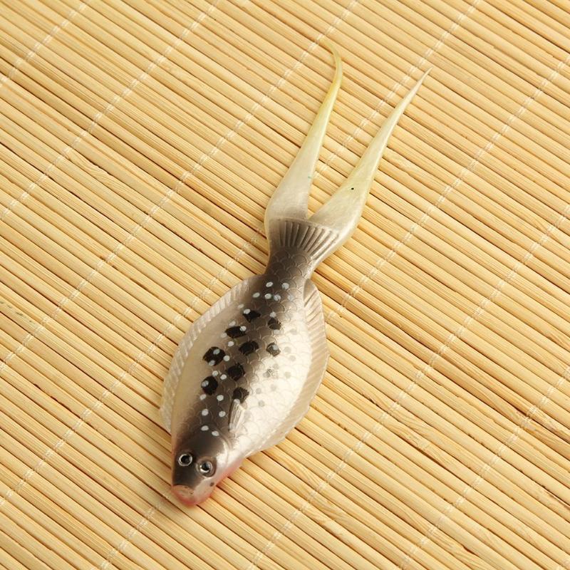 8g/13cm Split Tail Pacific Halibut Soft Fishing Lure Artificial Plastic Bait Fishing Tackle white/ coffee/white spots-ebowsos