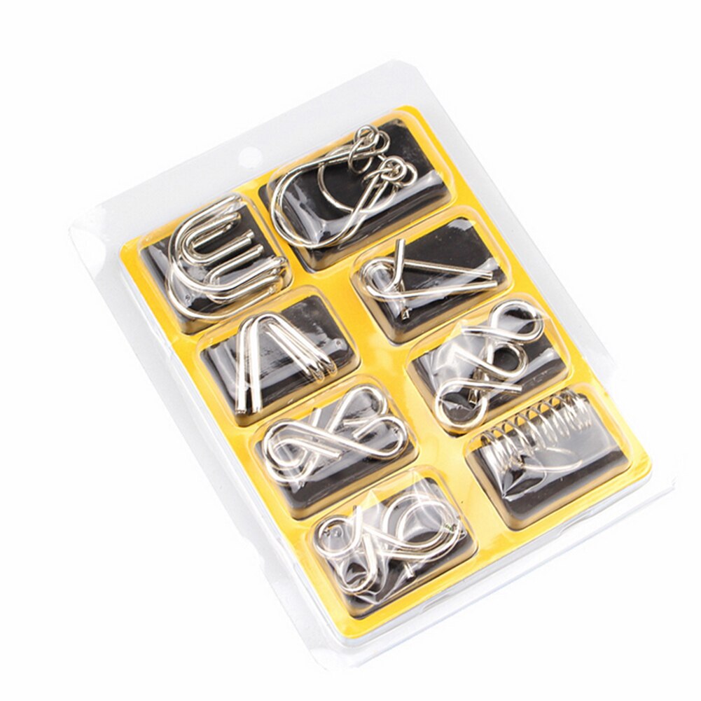 8set/pack Metal Material Wire Puzzle IQ Brain Traning Teaser Puzzles Game Metal Materials For Adults Kids Eeducational Funny Toy-ebowsos