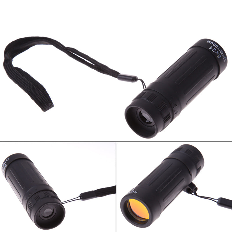 8x21 Travel Monocular Black Camping Hiking Tourism Scope Monocular Telescopes Outdoor Hunting Sports Tools-ebowsos