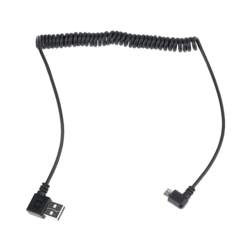 90 Degree 1.2m 4Ft USB2.0 Male to Micro USB Spring Charging Data Cable Wire - ebowsos