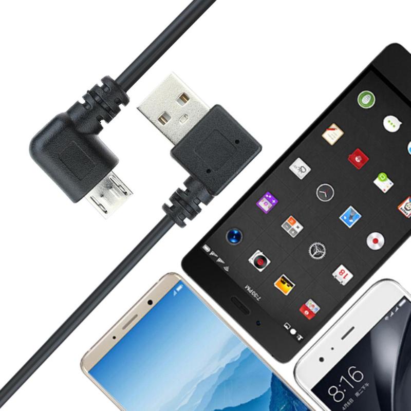 90 Degree 1.2m 4Ft USB2.0 Male to Micro USB Spring Charging Data Cable Wire - ebowsos