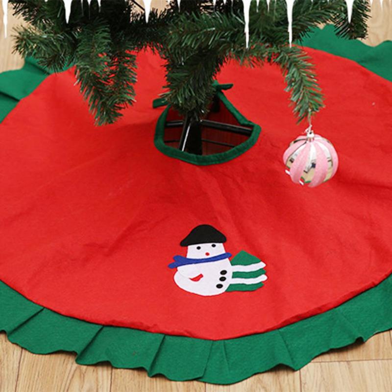 90cm Tree Skirt Apron Christmas Tree Decorations with Bold Bandage - ebowsos