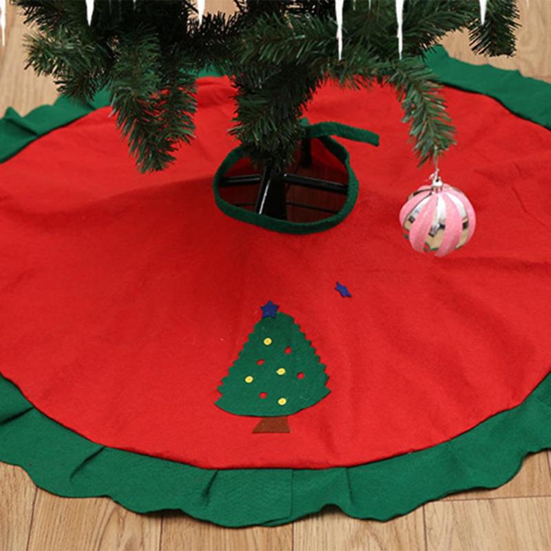 90cm Tree Skirt Apron Christmas Tree Decorations with Bold Bandage - ebowsos