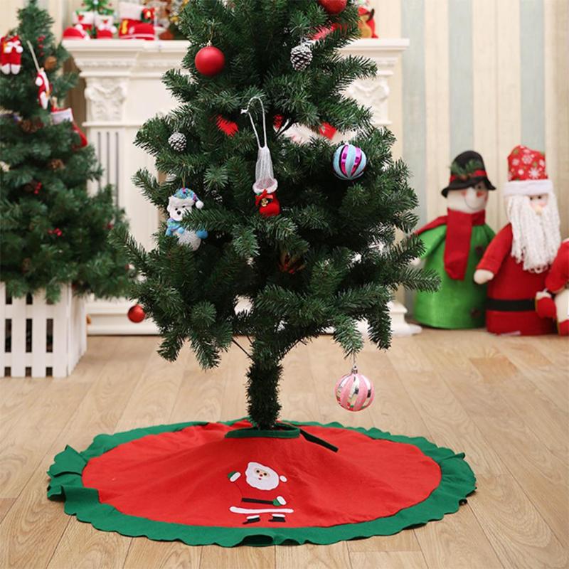 90cm Tree Skirt Apron Christmas Tree Decorations with Bold Bandage - ebowsos