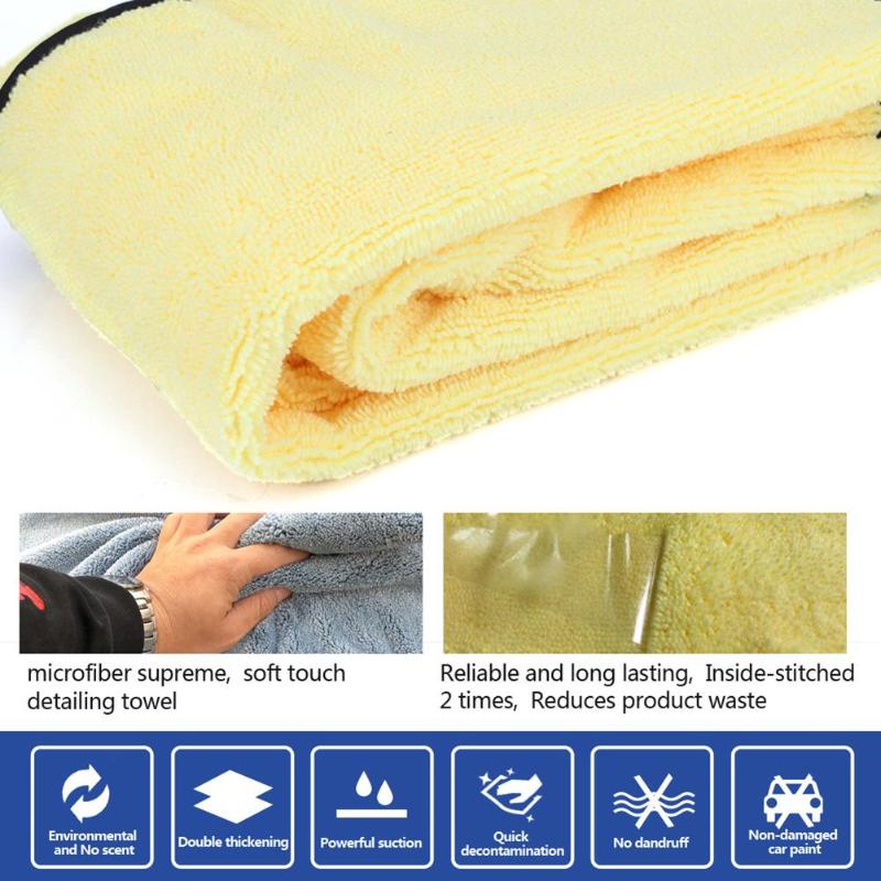 90x53cm Super Absorbent Car Wash Microfiber Towel Car Cleaning Drying Cloth Hemming Car Care Cloth Detailing Wash Towel Hot Sale - ebowsos