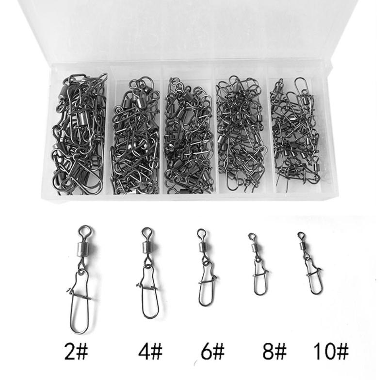 96pcs/set Interlock Snap Connector Copper Swivels+Reinforcement Pin Fishing Lure Tackles Fishing Gear Accessories Fish Tool-ebowsos