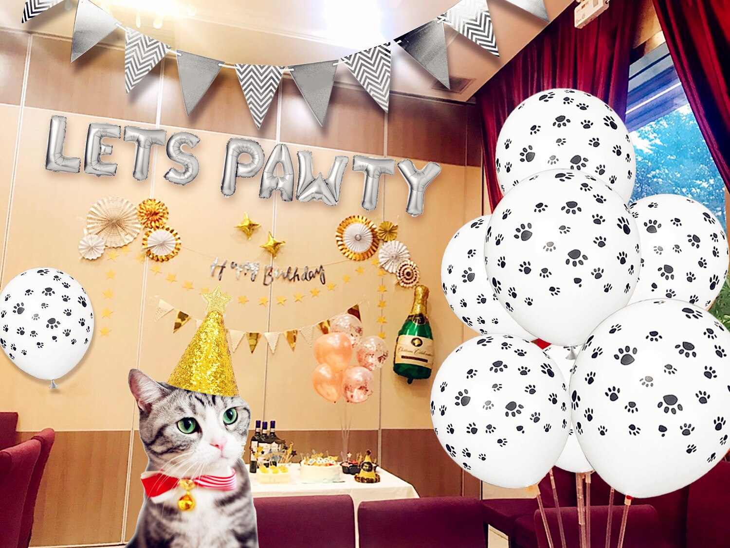 9PCS 16'' Silver Pet Dog Birthday Party Decor Balloons Foil Balloon Cute Letter Party Balloon Mylar Balloon For Pet Birthday-ebowsos