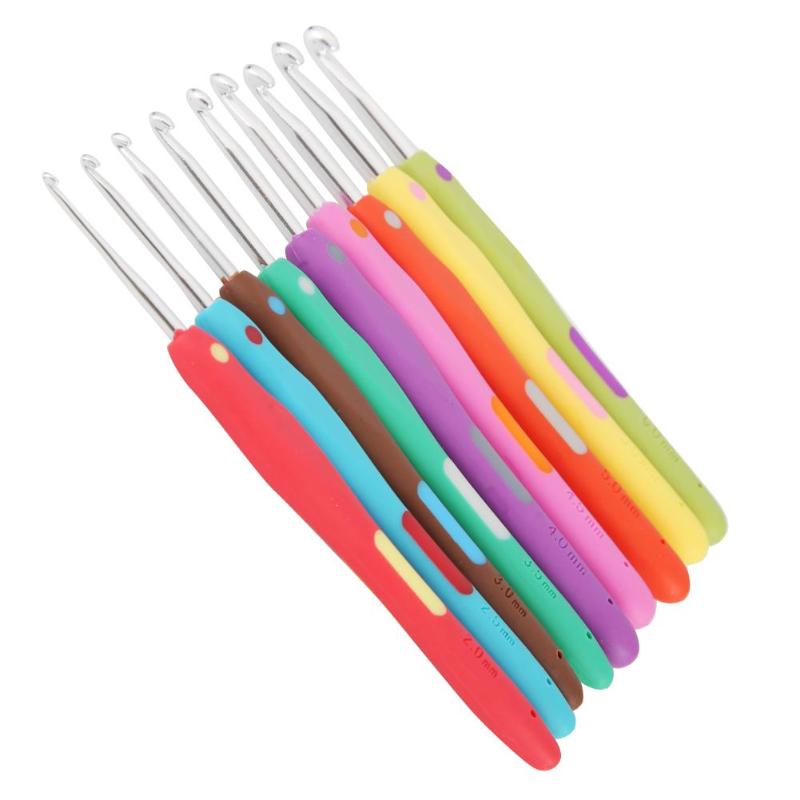 9Pcs/set Plastic Handle Aluminum Knitting Needles 2.0-6.0mm Sewing Needle Hooks for Knitting Accessories - ebowsos