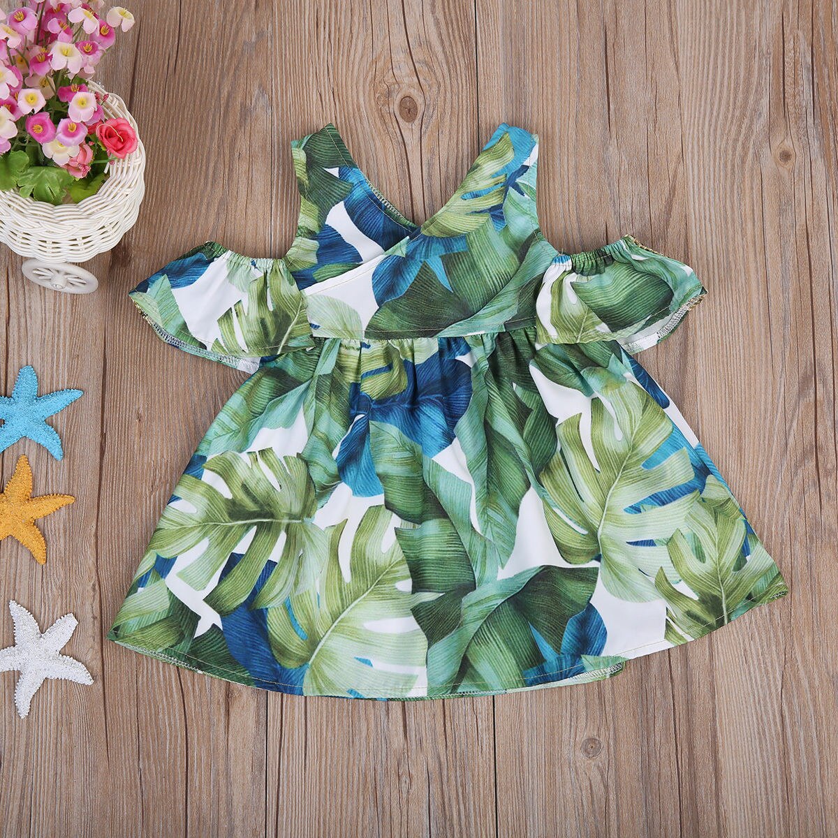 A-line Dresses Girl Baby Leaf Knitwear Knit Short Sleeve Dress Summer Children Clothing Birthday Party Gifts - ebowsos