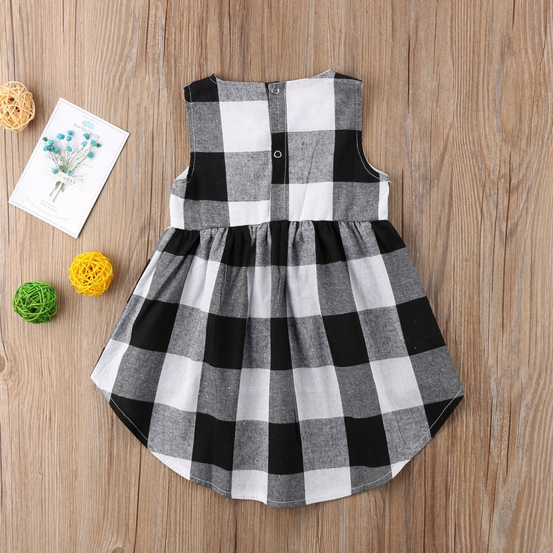 A-line Girl Dresses Baby Girls Princess Plaid Sleeveless Dress Summer Children Sundress Clothes Outfits - ebowsos