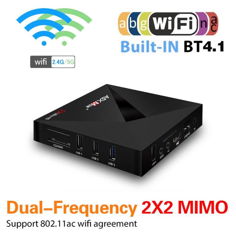 A5X MAX Android 7.1 RK3328 Quad Core 4G+32G Smart TV Box 2.4G WiFi Bluetooth Set-top Box Media Player High Quality Set-top Box - ebowsos