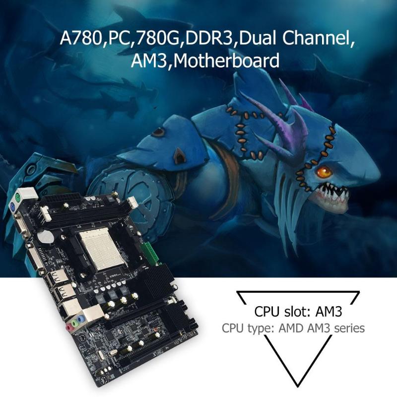 A780 PC Desktop Computer Motherboard 780G DDR3 Dual Channel AM3 RT8105E PCI-E X16 100M-Ethernet Network Card Mainboard - ebowsos