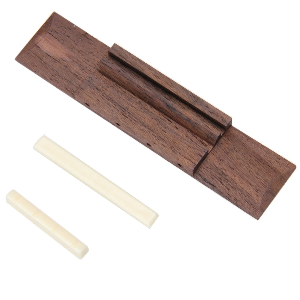 ABS Nut and Saddle Slotted + 110mm Rosewood Bridge for Ukulele Practical Guitar Parts US#V-ebowsos