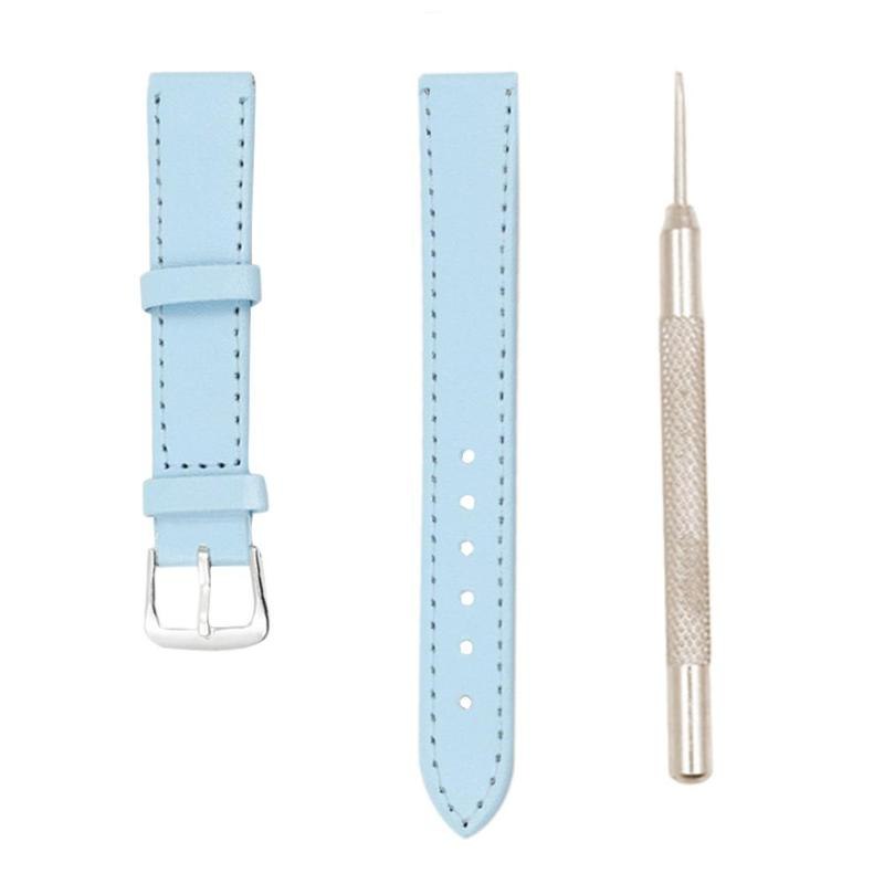 1 Pcs Replacement Sky Blue Watch Band Genuine Leather Wrist Pin Buckle Straps Watch Accessories Bracelet - ebowsos