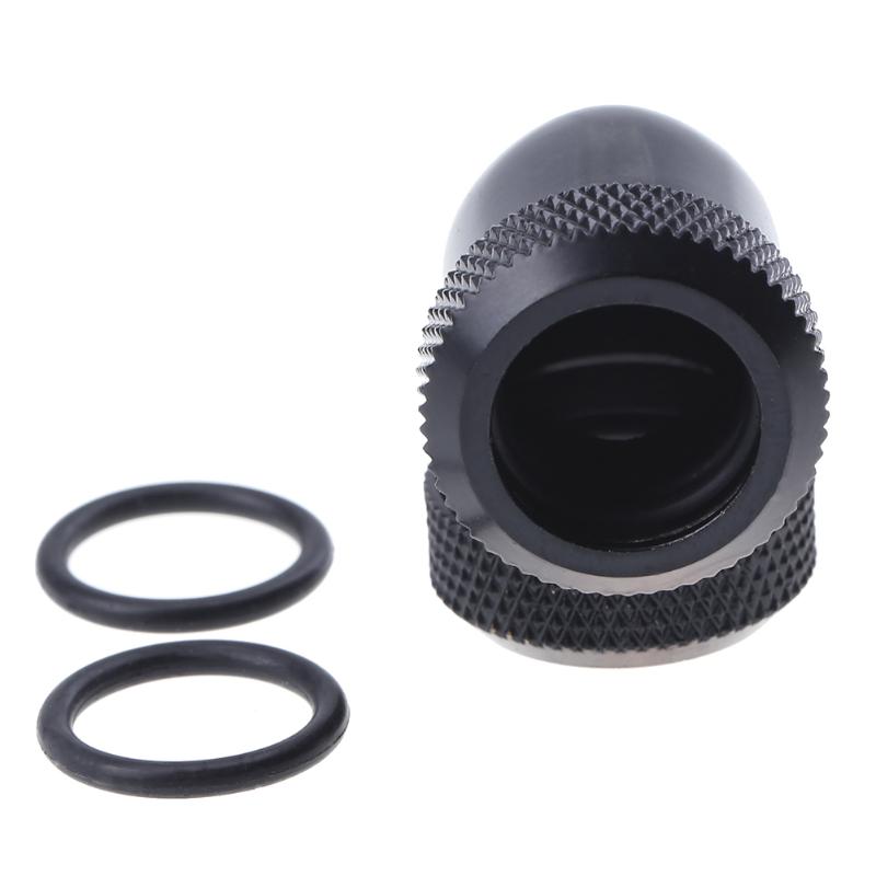 14mm OD G1/4 Inner Thread 90 Degree Tube Connector for PC Water Cooling Black/Silver - ebowsos