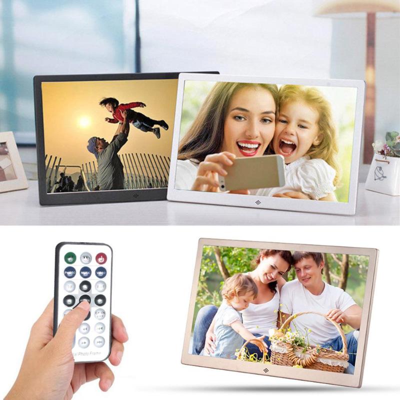 15.4" Metal LCD Digital Photo Frame HD 1280x800 Electronic Album USB Digital Picture Music Video Player Calendar Clock - ebowsos