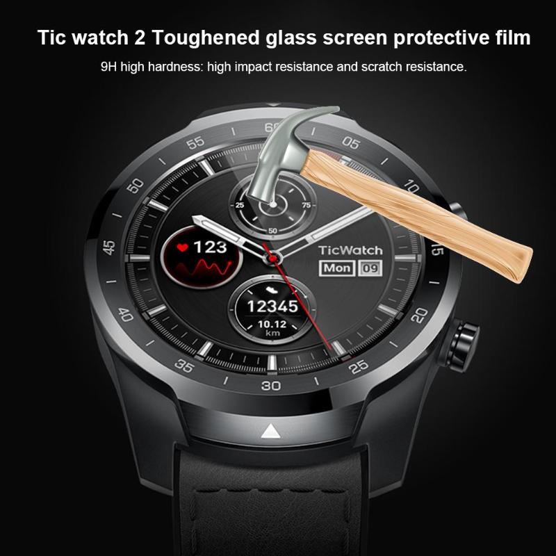 2Pcs 0.26mm Tempered Glass Protective Film 9H 2.5D Screen Protector For Tic Watch 2 Anti-scratch Protection Cover Film - ebowsos