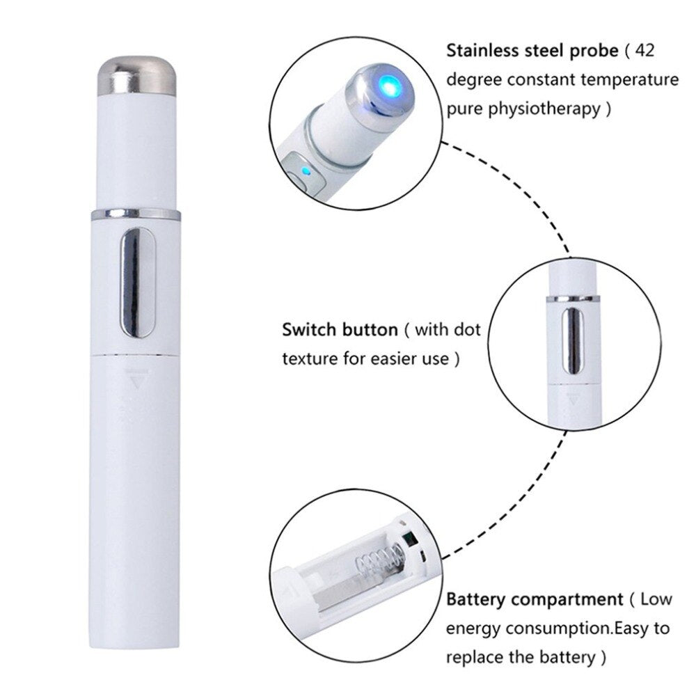 Acne Laser Pen Portable Wrinkle Removal Machine Durable Soft Scar Remover Device Blue Light Therapy Pen Massage Relax - ebowsos