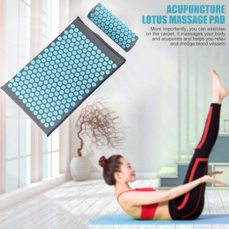 Acupressure Yoga Mat Relieve Stress Body Pain Massage Spike Sponge Pads Pillow with Cloth Bag Daily Exercise Supplies-ebowsos