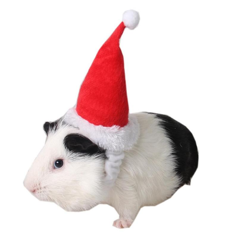 Adjustable Hamster Christmas Cap Cotton Velvet Pet Hamster Hat Elastic Magic strap Little Pet Festival Decorative Hat Supplies - ebowsos