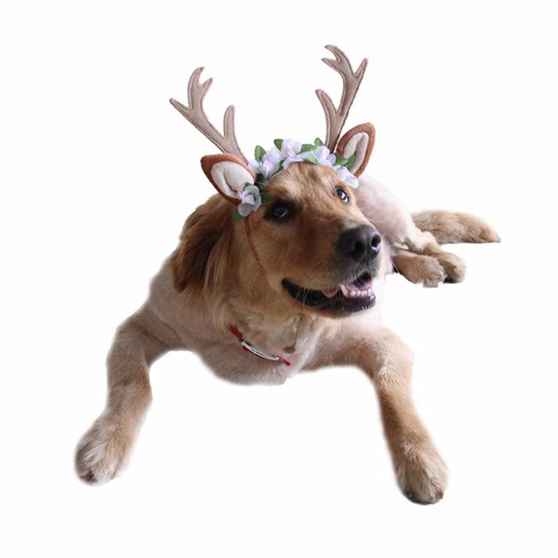 Adjustable Polyester Antler Hair Band Cute Dog Cat Headwear Christmas Decor - ebowsos