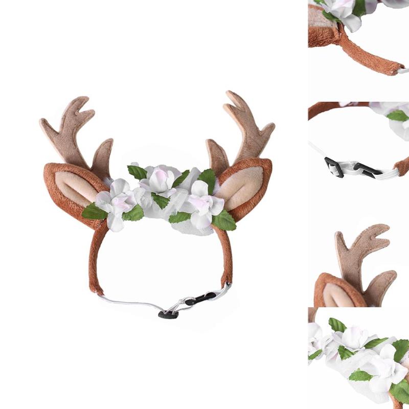 Adjustable Polyester Antler Hair Band Cute Dog Cat Headwear Christmas Decor - ebowsos