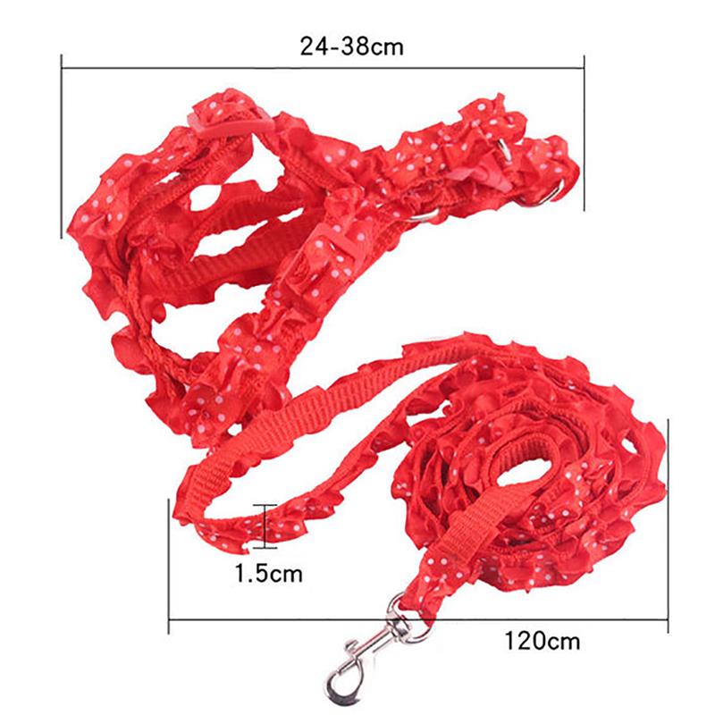 Adjustable Puppy Walking Collars Lead Cute Lace Female Pet Dog Leash Harness Set Pet Traction Rope for Chihuahua Dogs-ebowsos