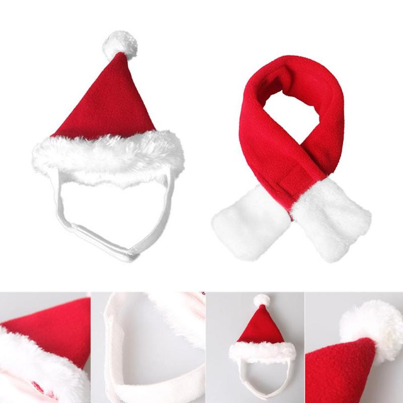 Adjustable Santa Claus Dog Costume Christmas Pet Dog Puppy Cat Hat Scarf Cute Lovely Christmas Supplies Party Costume Accessory - ebowsos