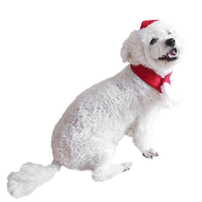 Adjustable Santa Claus Dog Costume Christmas Pet Dog Puppy Cat Hat Scarf Cute Lovely Christmas Supplies Party Costume Accessory - ebowsos