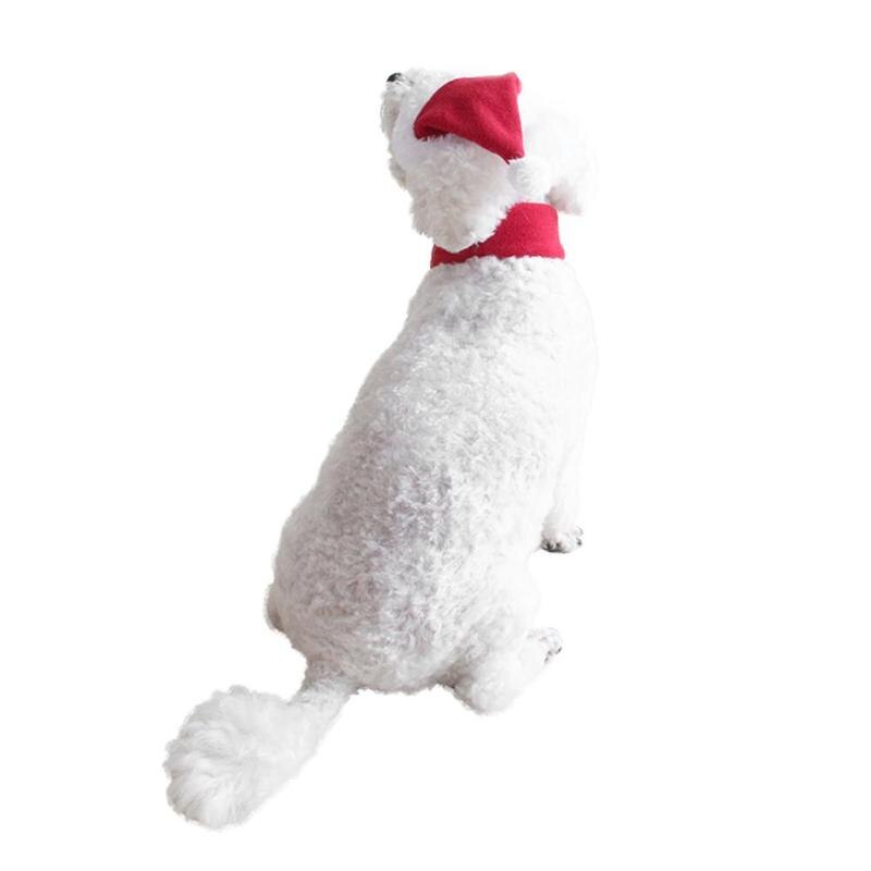 Adjustable Santa Claus Dog Costume Christmas Pet Dog Puppy Cat Hat Scarf Cute Lovely Christmas Supplies Party Costume Accessory - ebowsos