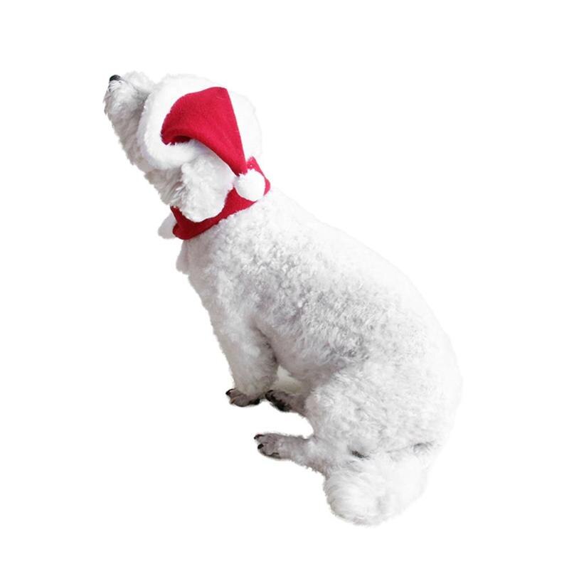 Adjustable Santa Claus Dog Costume Christmas Pet Dog Puppy Cat Hat Scarf Cute Lovely Christmas Supplies Party Costume Accessory - ebowsos