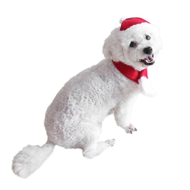 Adjustable Santa Claus Dog Costume Christmas Pet Dog Puppy Cat Hat Scarf Cute Lovely Christmas Supplies Party Costume Accessory - ebowsos