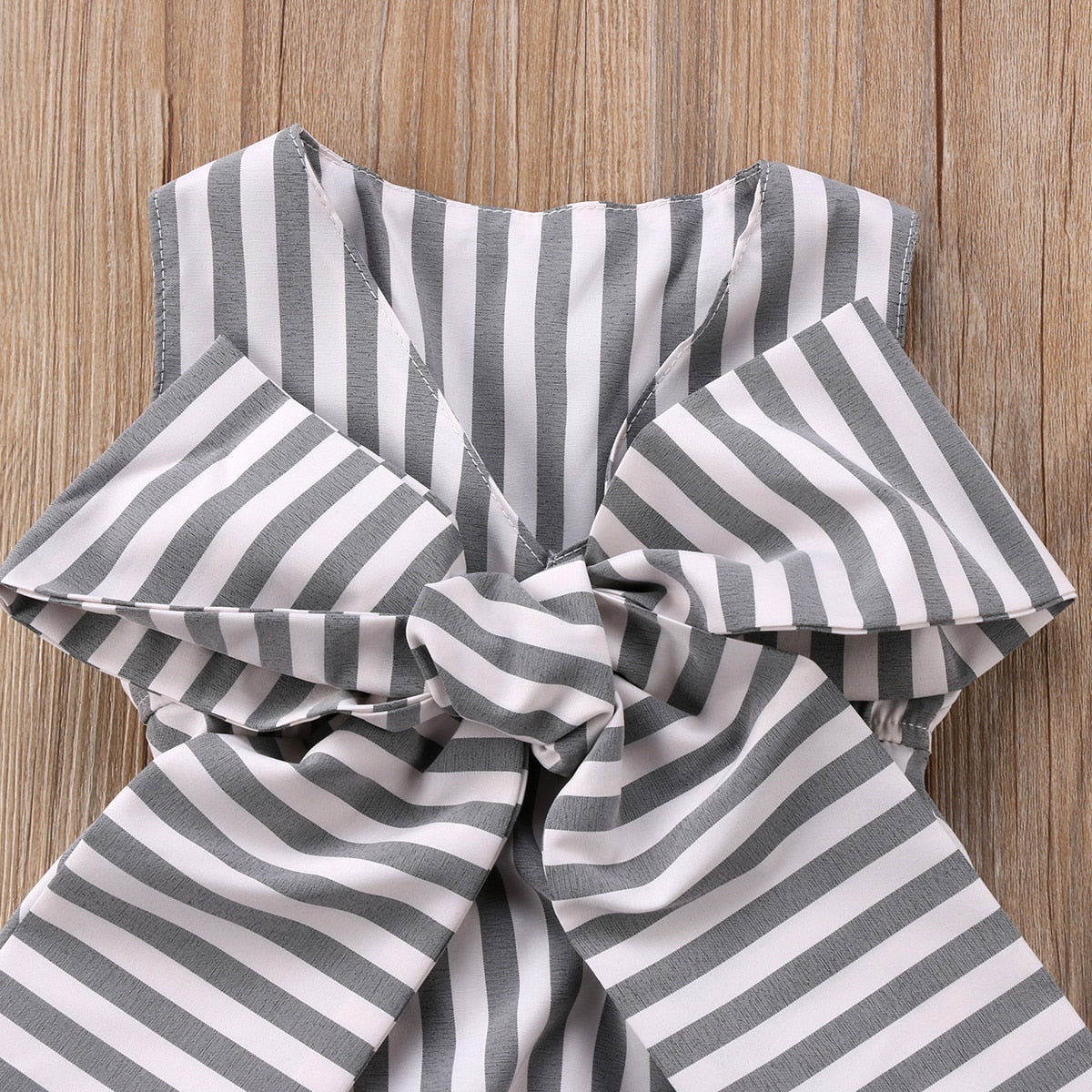 Adorable Baby Girls Bow Stripes Romper Newborn Kids Jumpsuit Clothes Outfits Summer - ebowsos