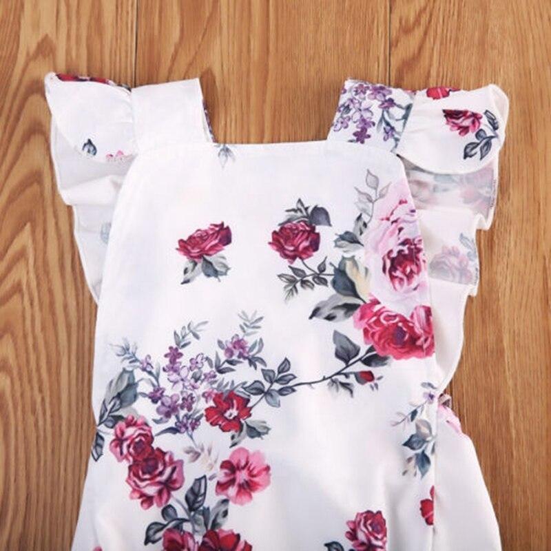 Adorable Baby Girls Floral Bodysuit Summer Children Clothing One-pieces Cotton Sunsuit Outfit Clothes - ebowsos