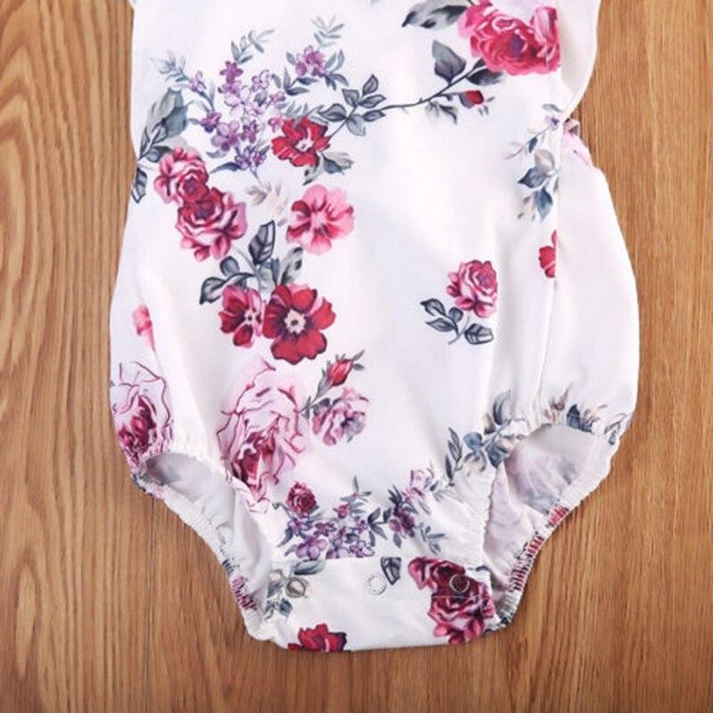 Adorable Baby Girls Floral Bodysuit Summer Children Clothing One-pieces Cotton Sunsuit Outfit Clothes - ebowsos