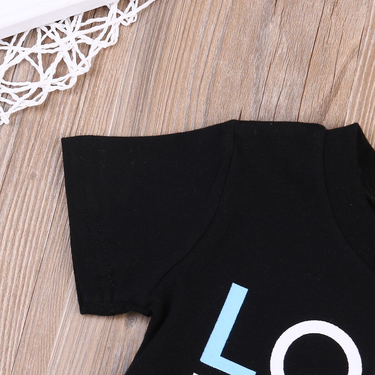 Age 1-6Y Baby Girls Kids Short Sleeve Tee Black Casual Cotton Tee Tops Blouse T-shirt - ebowsos