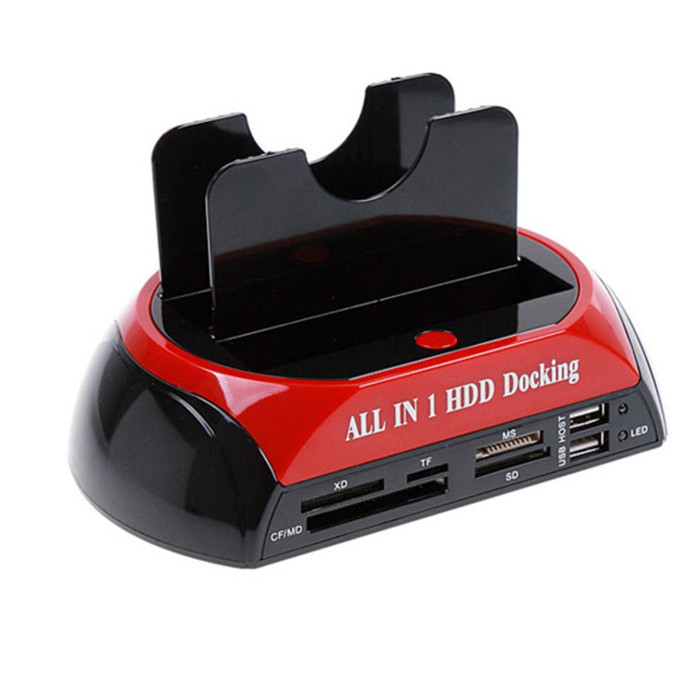 All In 1 HDD Docking Station Dual 2.5" 3.5" IDE SATA External HDD Box USB2.0 Hubs Card Reader External Storage Enclosure US Plug - ebowsos