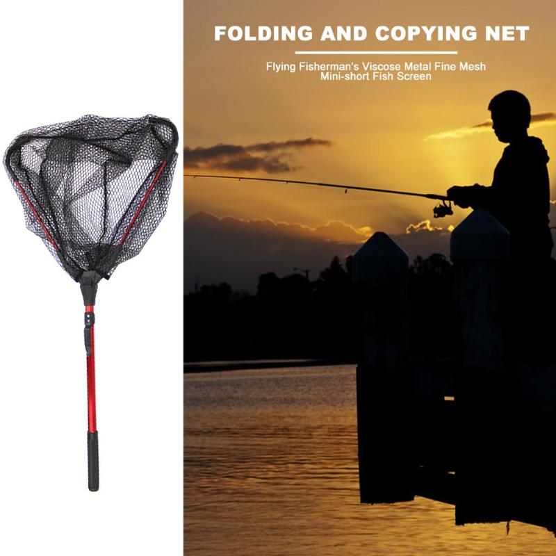 Aluminium Alloy Single Triangle Folding Copy Network Fly Hand Fishing Net-ebowsos