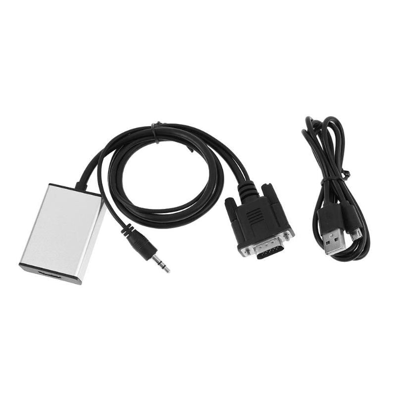 Aluminium Alloy VGA to HDMI Male to Female 1080P Adapter Converter with USB Power Supply Cable High Quality HDMI Adapter - ebowsos