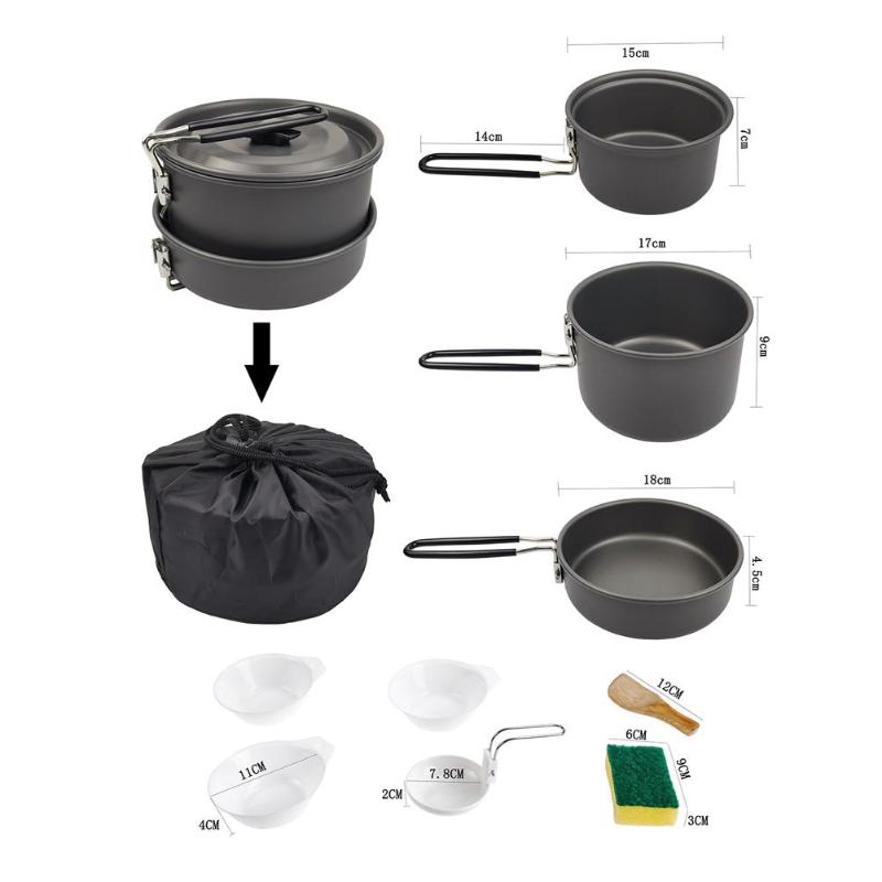 Aluminum Alloy Collapsible Cookware Portable Small Pot Cauldron Frying Pan for Outdoor Picnic Camping Hiking Cooking Tools-ebowsos