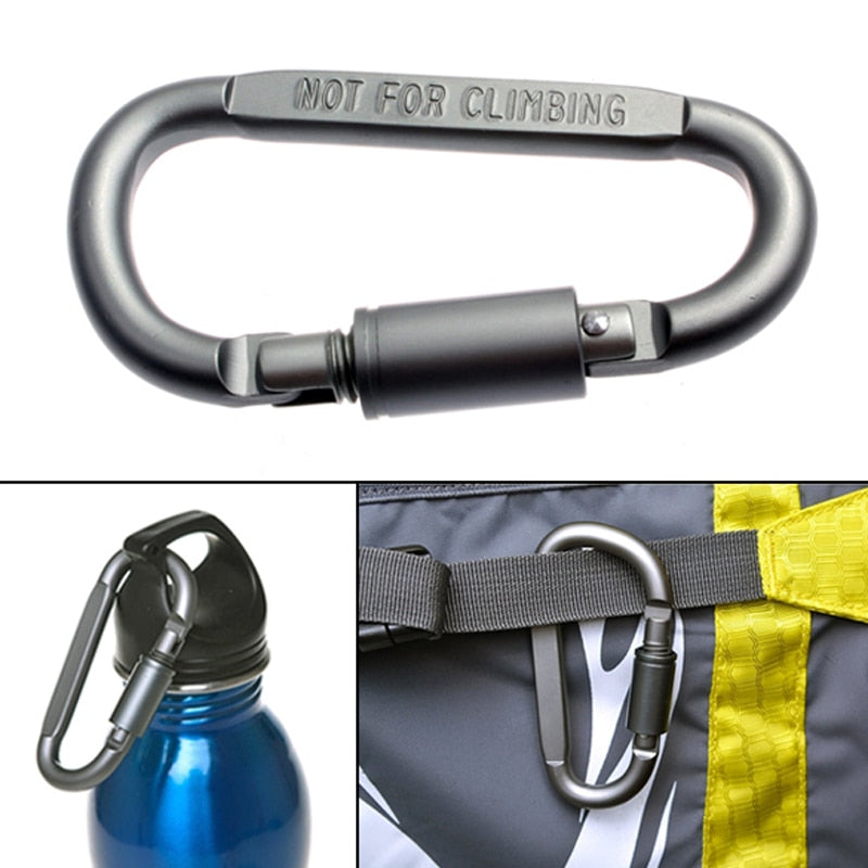 Aluminum Alloy D-Shaped Carabiner Screw Lock Hook Clip Key Ring Travel Camping Hiking Climbing Outdoor Tool Pocket Multi Tools-ebowsos