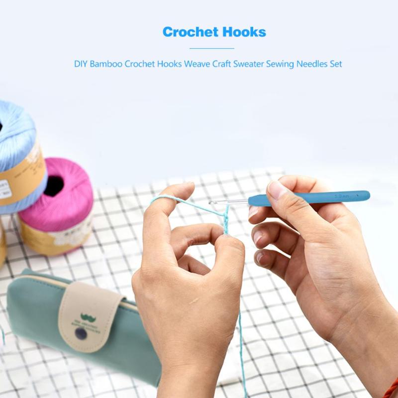 Aluminum Ergonomic Crochet Hooks Knitting Needles Set Smooth Touch Easy Operate Comfortable Grip DIY Sewing Weave Accessory - ebowsos