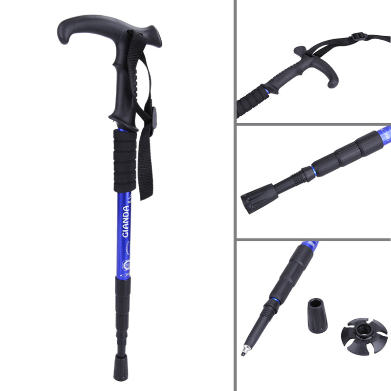 Anti Shock Nordic Walking Sticks Telescopic Trekking Hiking Poles Ultralight Walking 4-section Adjustable Canes Mountain Climb-ebowsos