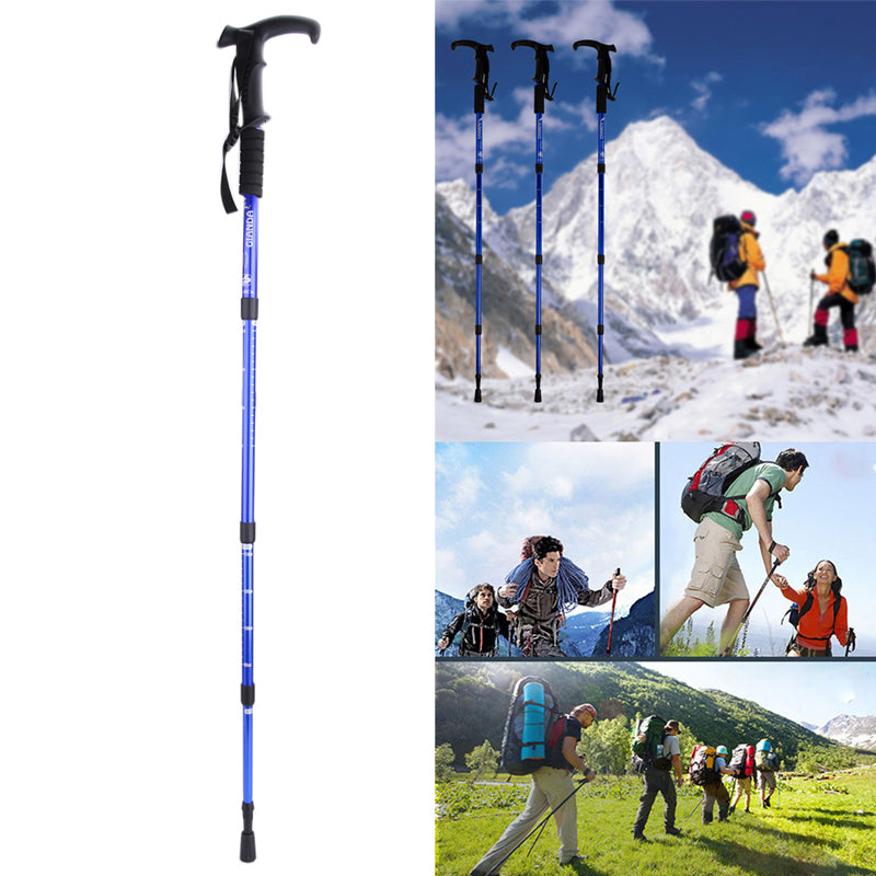 Anti Shock Nordic Walking Sticks Telescopic Trekking Hiking Poles Ultralight Walking 4-section Adjustable Canes Mountain Climb-ebowsos